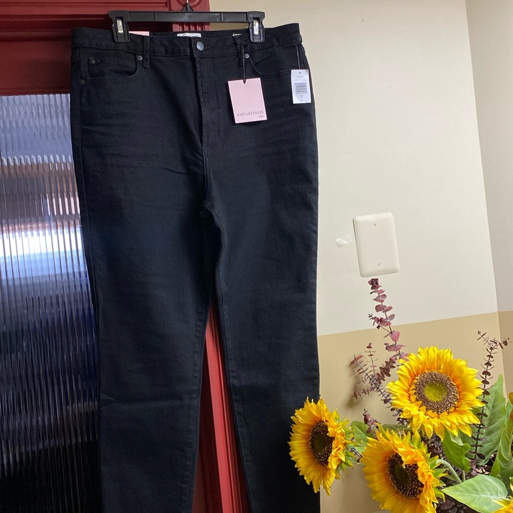 Avec Les Filles Cotton Stretch Black Core Control Jeans New With Tags